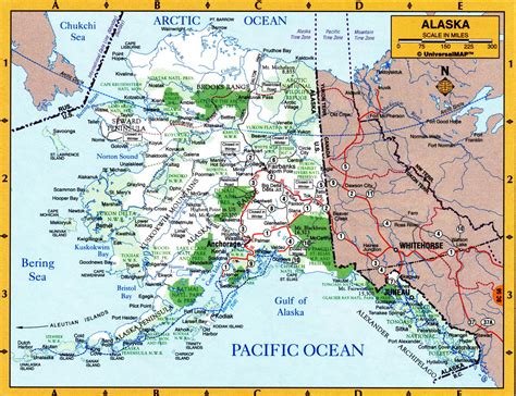 Geography map of Alaska, free large detailed map of Alaska state USA