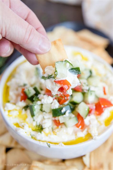 Greek Whipped Feta Cheese Dip with Greek Yogurt and Dill