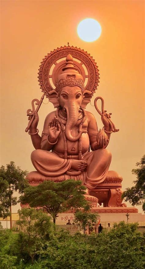 Lord Ganesha Statue, Sunset, Mobile Wallpaper,Indian God | Ganesha ...