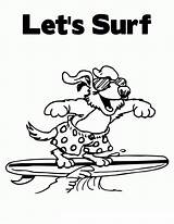 Coloring Surfing Pages Surf Surfboard Printable Board Drawing Template  sketch template