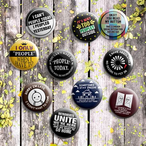 Funny Introvert Pinback Buttons (10-Pack) Ã¢â‚¬â€œ Unique Button Pins – Creanoso