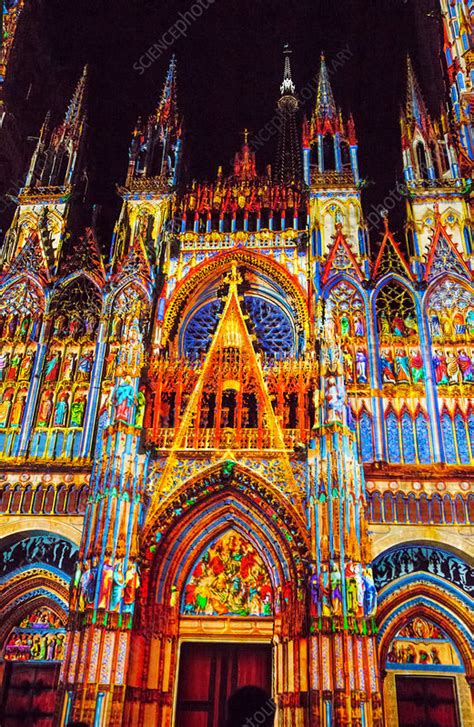 Rouen Cathedral light showl, Rouen, France - Stock Image - C030/5413 ...