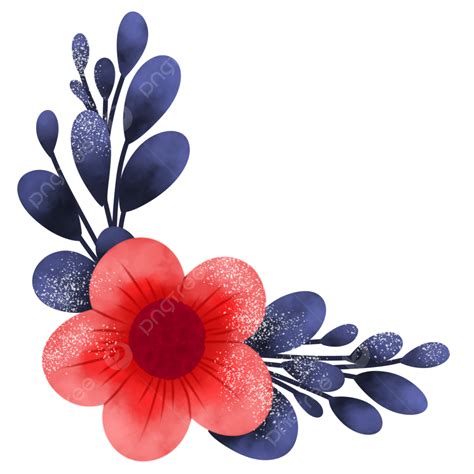 Blue Watercolor Flower Clipart Hd PNG, Download Beautiful Watercolor Red Flower And Blue Leaves ...