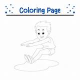 Premium Vector  Boy Long jump coloring Book Page For kids sketch template