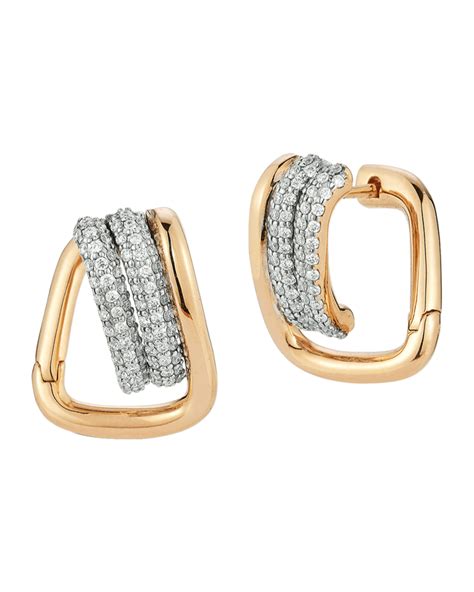 Walters Faith Huxley 18k Rose Gold Diamond Coil Link Huggie Earrings | Unique diamond earrings ...