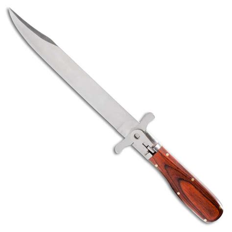 Pig-Sticker Folding Knife - Folding Bowie Knife with Wooden Handle - Long Blade Hog Sticking ...