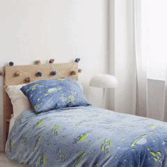Parure de lit enfant 140x200 cm en 100% polyester bleu | Linnea, linge de maison et