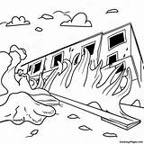 Destructive Earthquake Scene Coloring Page  Pagescom sketch template
