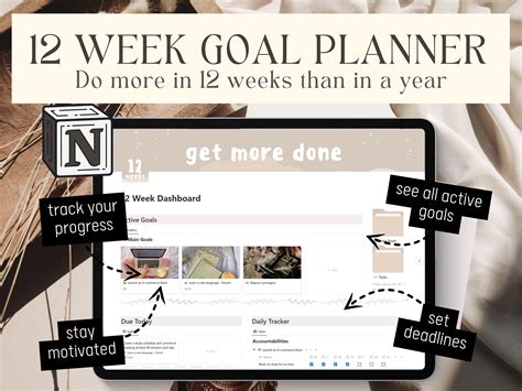 Notion 12 Week Year Goal Planner Notion Smart Goal Setting - Etsy