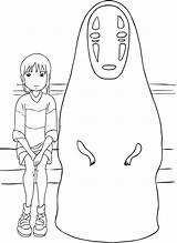 Chihiro And No Face From Spirited Away coloring PageSpirited away  sketch template