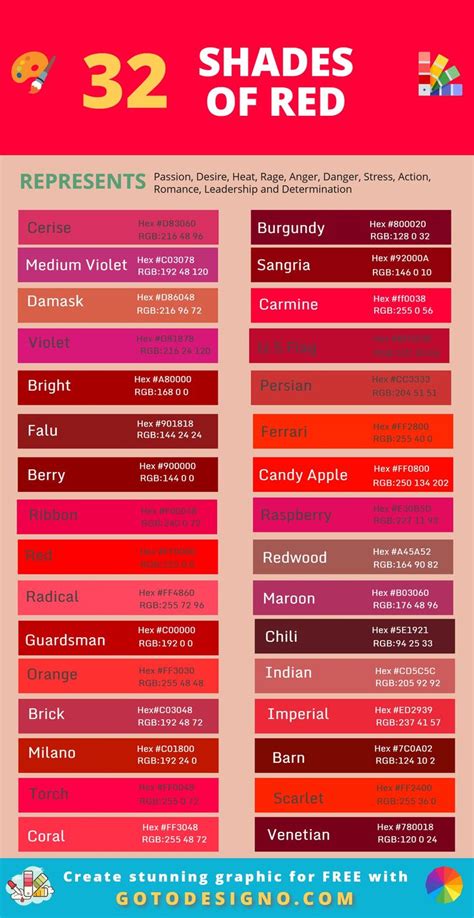 90+ Shades of Red Color with Hex Code - [Complete Guide 2020] | Shades ...