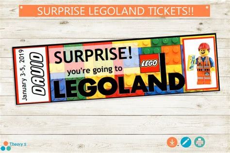 Image result for Legoland surprise reveal | Legoland, Printable tickets, Disneyland tickets