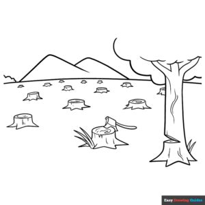 Deforestation Coloring Page | Easy Drawing Guides