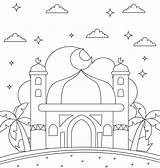 Ramadan coloring Page Hand Drawn Islamic mosque Outline Kids  sketch template