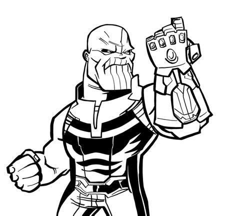 Thanos in Avengers Endgame performs his strength by using Infinity Gauntlet Coloring Page - Free ...