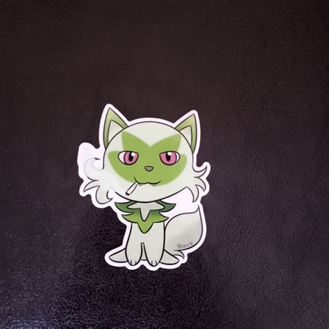 Sitting Starter Weed Cat Sprigatito Funny Sticker Cute Sticker - Etsy