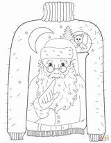 Christmas Ugly Sweater With Whispering Santa Motif coloring Page  Free sketch template