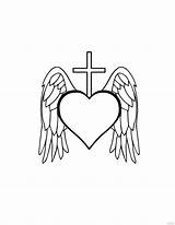 Coloring Pages Cross With Wings sketch template