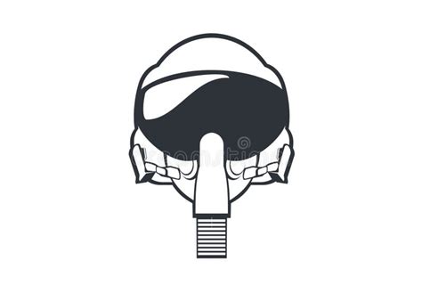 Jet Fighter Pilot Helmet. Simple Illustration in Black and White. Stock Vector - Illustration of ...