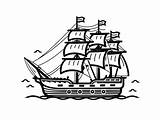Pirate Ship On The High Seas  Coloring Page sketch template