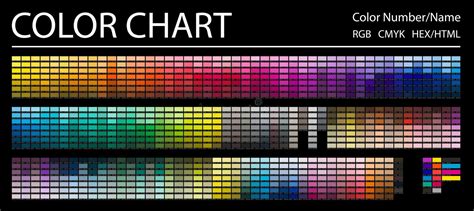 Color Chart. Print Test Page. Color Numbers or Names. RGB, CMYK, HEX HTML codes. Vector color ...