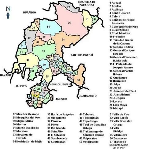 Municipios de Zacatecas. Tfb | Mapa geografico de mexico, Mapa de ...