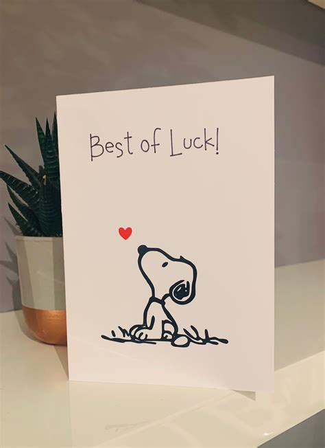 Best of Luck Good Luck Card Snoopy Heart Encouragement Card | Etsy