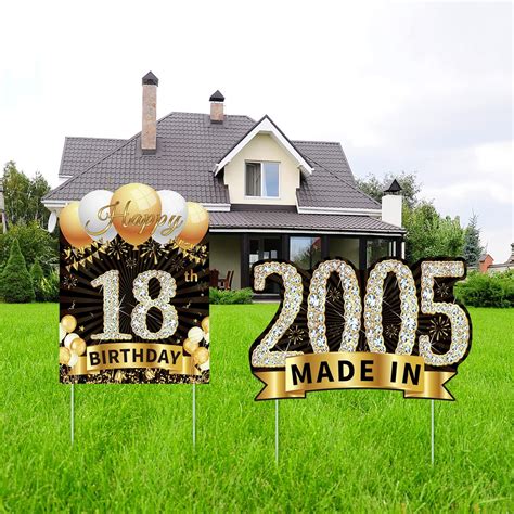 Amazon.com : 2Pcs 18th Birthday Yard Signs Decorations - Happy 18th ...