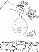 Beehive Flowers And Bees Coloring Page  Free Printable sketch template