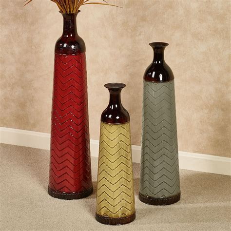 Chevron Decorative Metal Floor Vase Set
