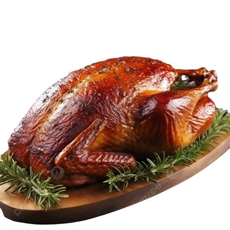 Roasted Christmas Duck With Green Tree Branch On Wooden Rustic Table, Christmas Turkey ...