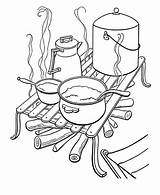 Stove Pot Coloring Page sketch template