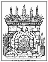 Fireplace Coloring Pages Free Downloads  Sheets For Kids sketch template