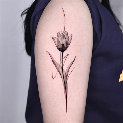 Tulip Outline Tattoo