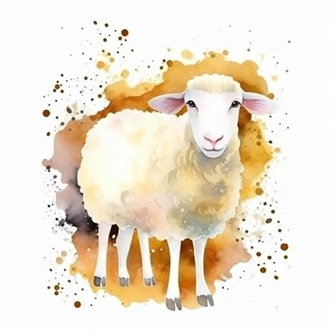 Premium AI Image | A watercolor painting of a sheep.