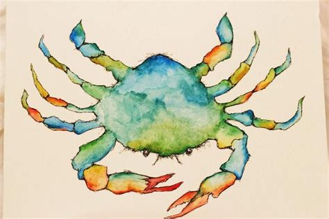 Blue crab. original watercolor coastal art. 9 x | Etsy in 2020 | Blue crab watercolor, Crab art ...