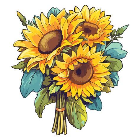 Sunflower bouquet modern pop art style, Sunflower illustration, simple ...