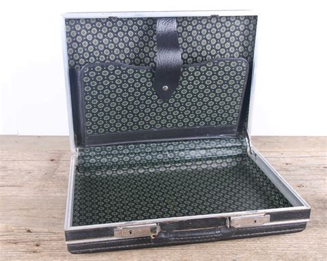 Vintage Black Briefcase / Antique Hardshell Black Briefcase / Suitcase ...