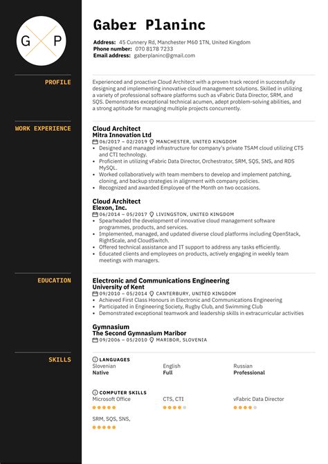 Cloud Architect Resume Template | Kickresume