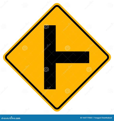 T-Junction Traffic Road Sign, Vector Illustratie, Isoleren Op Witte ...