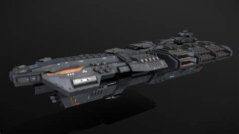 Scifi Battleship Leviathan - Buy Royalty Free 3D model by MSGDI [87ab625] - Sketchfab Store