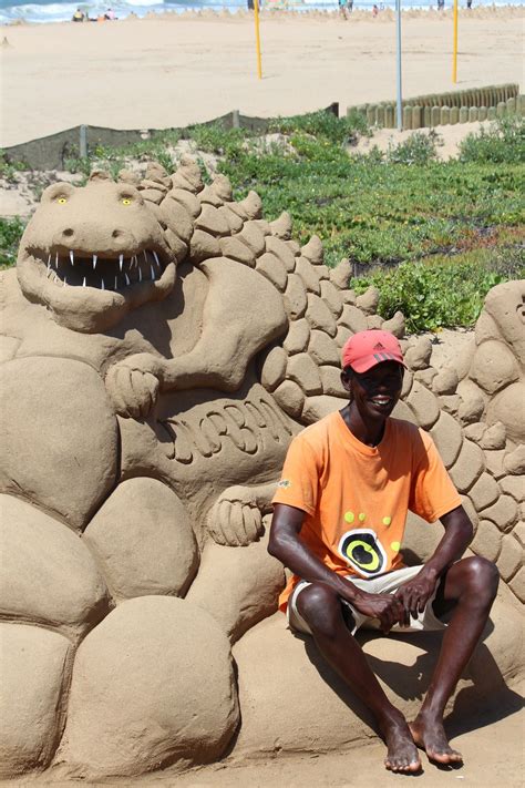 Sand sculptures on Durban's beachfront are income generating for locals. Often the sand ...