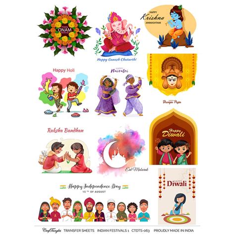 CrafTangles A4 Transfer It Sheets - Indian Festivals 1 - CTDTS-63 | HNDMD