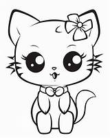 Kawaii Cat Coloring Pages For Kids sketch template