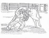 RODEO COLORING PAGES Steer Wrestling Color Page By Dancing Cowgirl Design sketch template