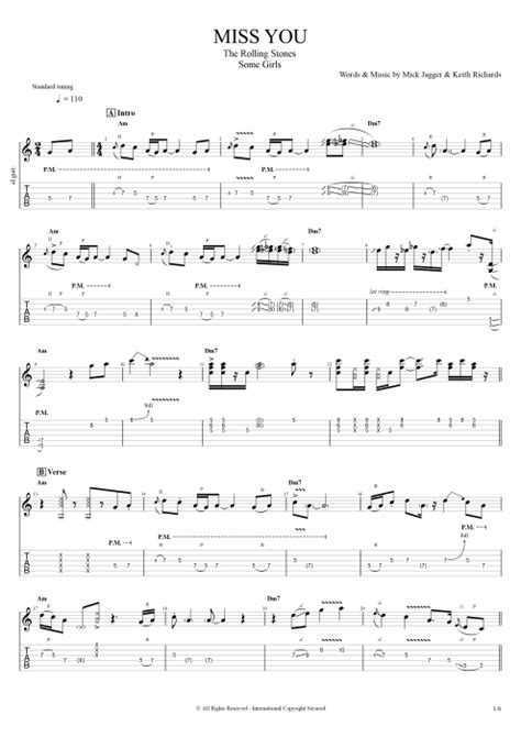 Miss You by The Rolling Stones - Full Score Guitar Pro Tab | mySongBook.com