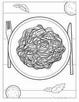Pasta Spaghetti Coloring Pages Drawing Clipart Noodles Food Plate Clip  sketch template