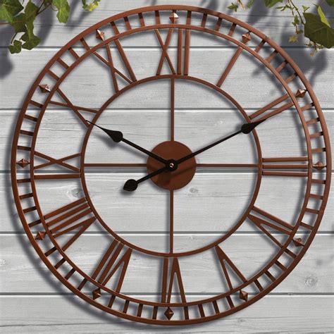 Giant Garden Wall Clock Roman Numeral Metal Outdoor Large Round Face ...