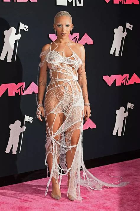 Doja Cat Arrives MTV VMAs in a Sheer Spider Web Dress