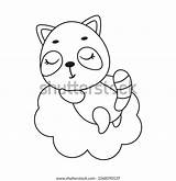 Coloring Page Cute Little Raccoon Sleeping Stock Vector Royalty Free  sketch template